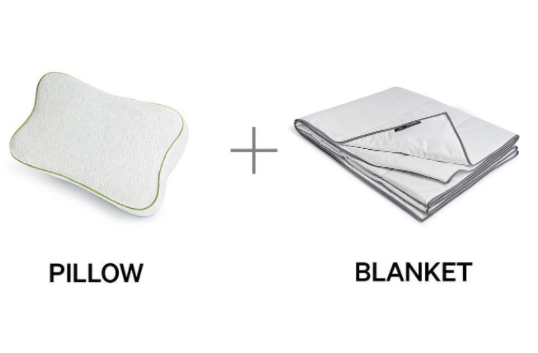 Recovery pillow and travel blanket